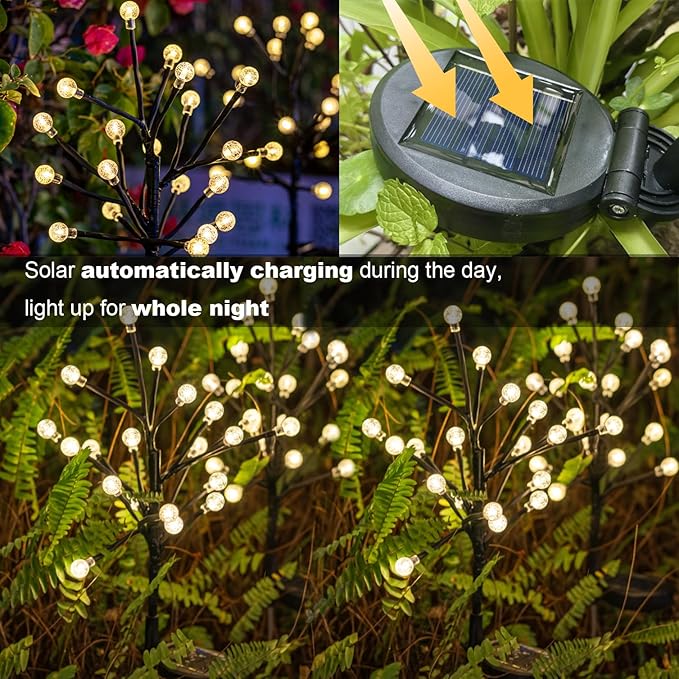 Solar Garden Lights Outdoor, DIY Waterproof Decorative Solar Lights Outdoor 2 Pack with 2 Modes, 20 LED Acrylic Sphere Garden Decor Yard Patio Lawn, Gifts for Mother's Day Mom