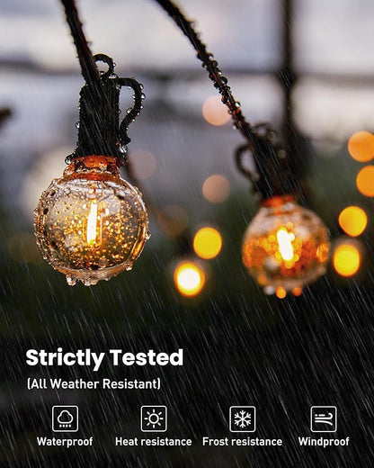 Brightown 209FT LED Outdoor String Lights - Patio Lights with 100 Shatterproof Clear Dimmable Edison Bulbs, Waterproof Connectable Hanging Lights for Outside Backyard Porch Party Christmas Decoration