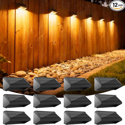 Solar Fence Lights Outdoor, 12 Pack Ultra-Bright 100 Lumens Fence Lights Solar Powered, IP65 Waterproof, 9 Color Modes, 12+ Hours Lighting Decor for Backyard/Patio/Deck/Wall/Pool