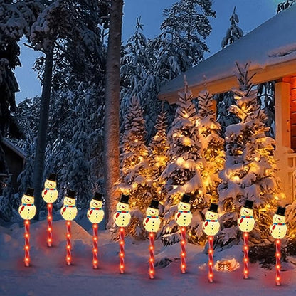 LAMPHOME Christmas Pathway Lights Outdoor, Set of 5 Snowmans Christmas Decorations Outdoor Yard, 15inch Pathway Marker Stake Lights for Patio Ground Path Sidewalk Walkway Driveway