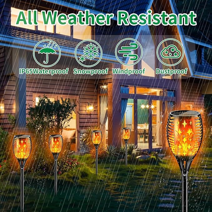 YoungPower 43'' Large Solar Torch Light Flickering Flames, Waterproof Outdoor Decoration Light for Yard Driveway, 6 | Lumora