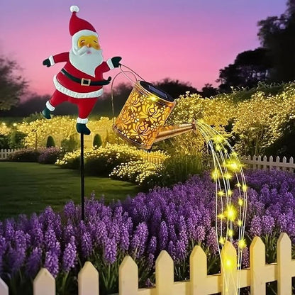 Christmas Solar Kettle Lights, Light Solar Santa Claus Watering Can LED Light, Waterproof Solar Powered Lawn Decorative Lights for Outdoor Christmas Pathway Decoration (Warm White A, Kettle Lights)
