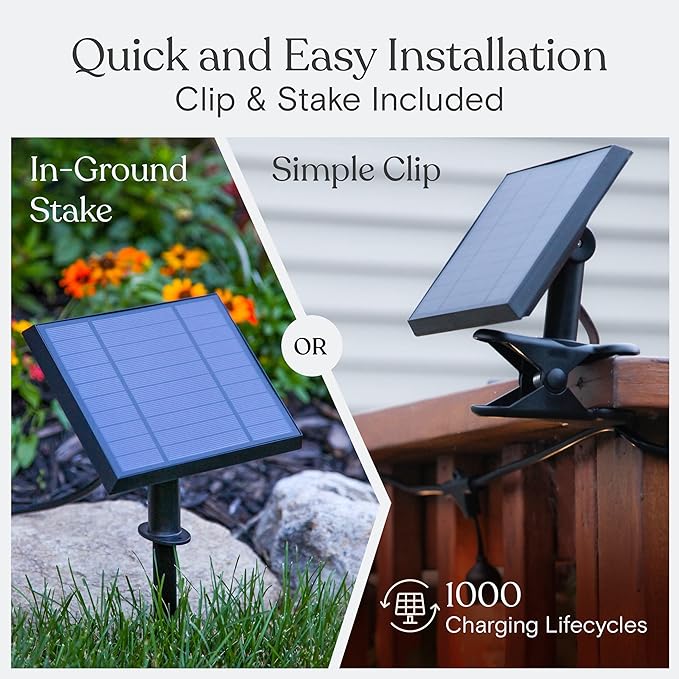 Brightech Bundle Deal: 75Ft, 25 Bulbs Ambience Pro Solar Powered Outdoor String Lights, Commercial Grade Waterproof | Lumora