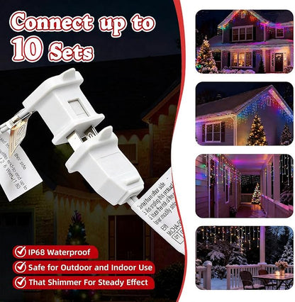 LED Christmas Lights, 100 LED Icicle Lights on 7FT with 4 Inch Spacing - 5MM Wide Angle Multi-Colors Bulbs, IP68 Waterproof & ETL Certified for Outdoor/Indoor