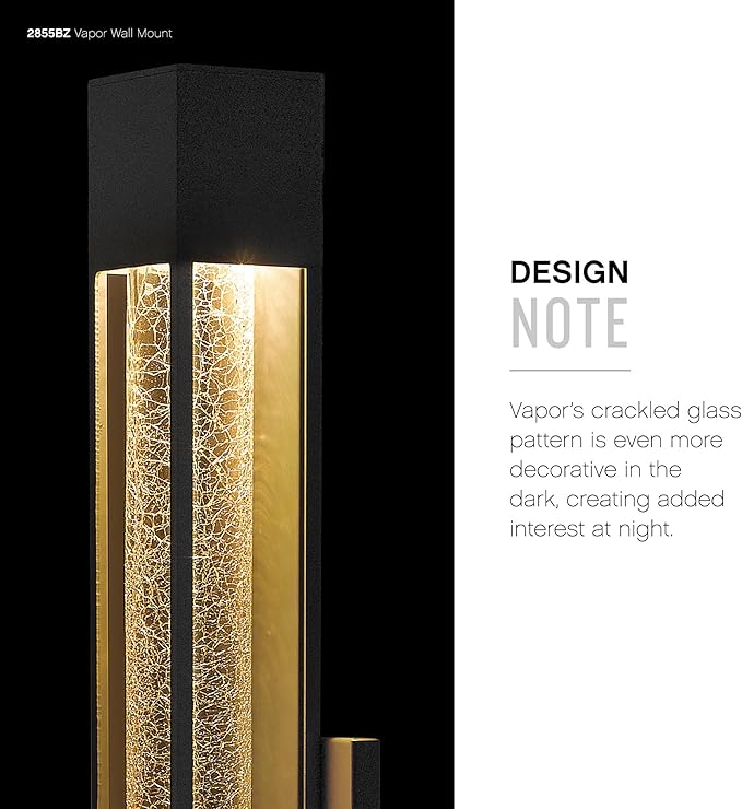 Hinkley Vapor Large Wall Mount Lantern - Modern, 1-Light, Aluminum, Crackle Glass, Bulb Included - Bronze Finish | Lumora