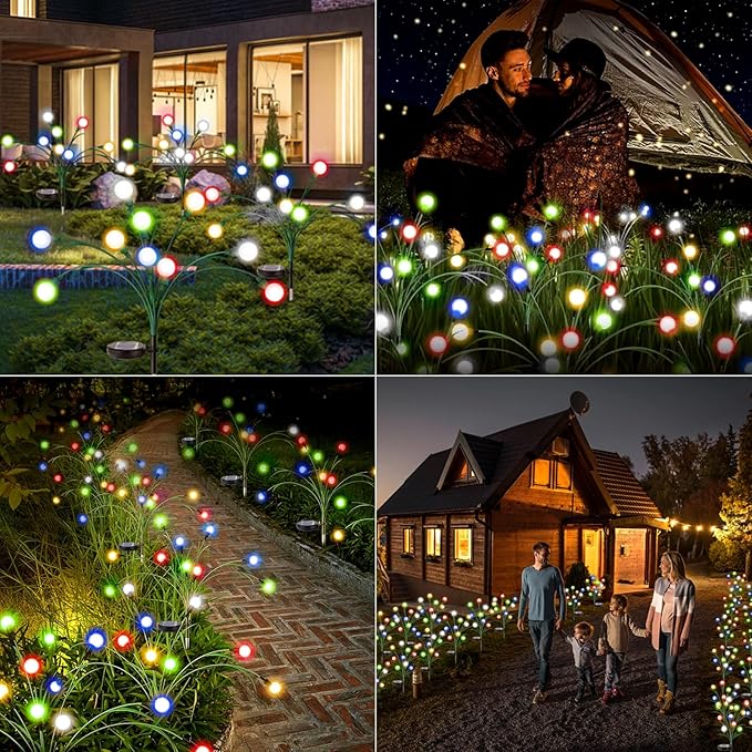 2 Pack Solar Garden Lights, 20 LEDs Solar Lights Outdoor, Solar Swaying Firefly Lights, Garden Solar Lights, Solar Firefly Lights Outdoor Waterproof for Yard Patio Pathway Decoration