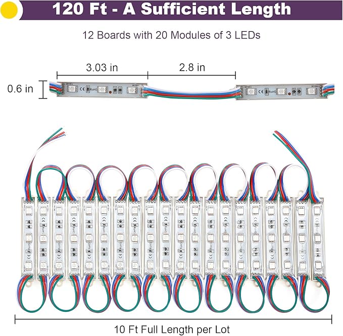 120Ft SMD5050 RGB storefront led lights with Smart Control, 240 LEDs Super Bright Waterproof - Outdoor String Light | Lumora