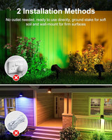 6 Pack Color Changing Solar Powered Outdoor Spot Lights Outside Landscape Waterproof 24 LED Spotlights Dusk to Dawn | Lumora