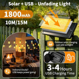 Solar Lights Outdoor Waterproof: ST38 50FT 15M Shatterproof Bulbs Patio Lights - Solar Powered & USB Charging | Lumora