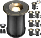 Gardenreet Low Voltage Brass Well Lights - Weatherproof LED 12V In-Ground Replaceable Bulb - Outdoor Path Light | Lumora
