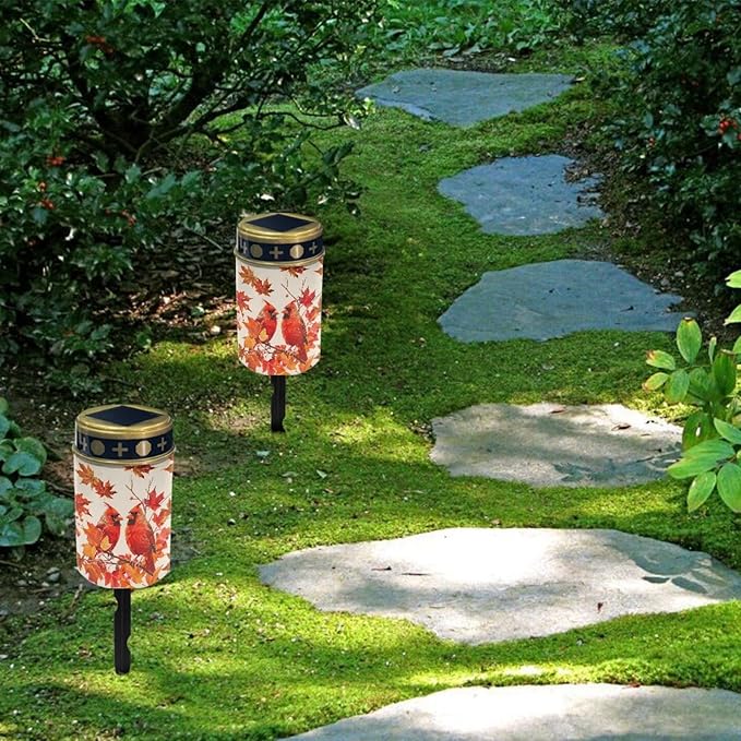 Thanksgiving Birds Solar Lights Outdoor Waterproof Solar Pathway Lights Set of 6 LED Solar Lantern Landscape Lighting for Yard Patio Solar Stake Lights