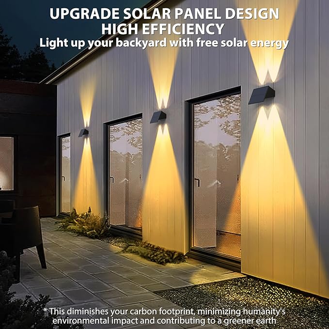 Solar Fence Lights,6Pack Solar Lights Outdoor 2700/4500/6000K 3 Modes Up & Down Wall Lights Waterproof 100 Lumens | Lumora