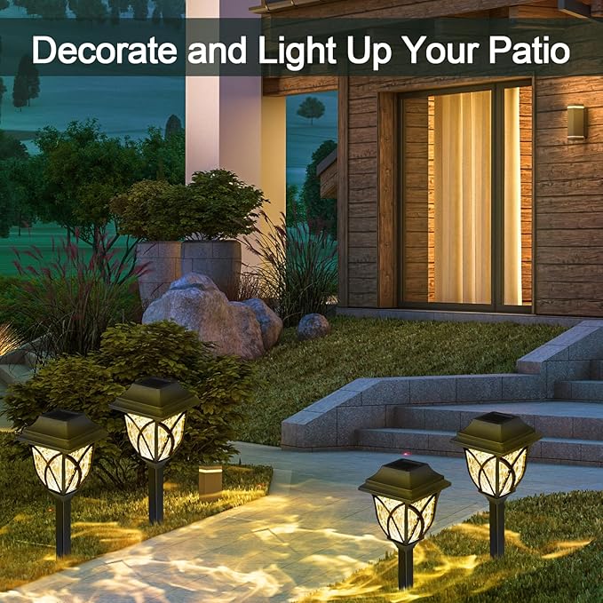 Hortsun 20 Pack Solar Pathway Lights Outdoor Landscape Waterproof Garden LED Lights for Yard Patio Lawn Pathway House Shape Decorative Warm White(Modern)