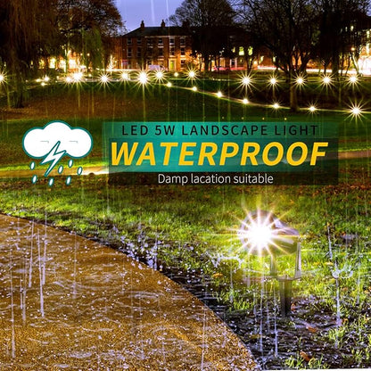 LED Landscape Lights,5W 120V AC Outdoor Pathway Garden Yard Spotlight,IP65 Waterproof Garden Flood Light,Outdoor Spotlight with Stake,UL Cord 5-ft with Plug (Pack of 2, Daylight White)