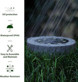 Glitzhome Solar Ground Lights Outdoor Waterproof 4 Pack Resin Solar Garden Lights Disk Lights for Walkway Yard | Lumora