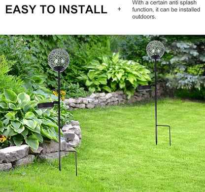 Solar Garden Light LED Yard Light Waterproof Glass Ball-Shaped Ground Insert Outdoor Landscape Lighting for Patio Lawn Path