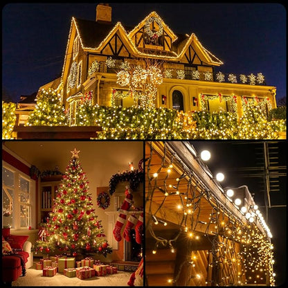 105FT 300LEDs Christmas Lights Outdoor Indoor 8 Modes for Christmas Tree Party Decoration, 100% UL Listed (Warm White)