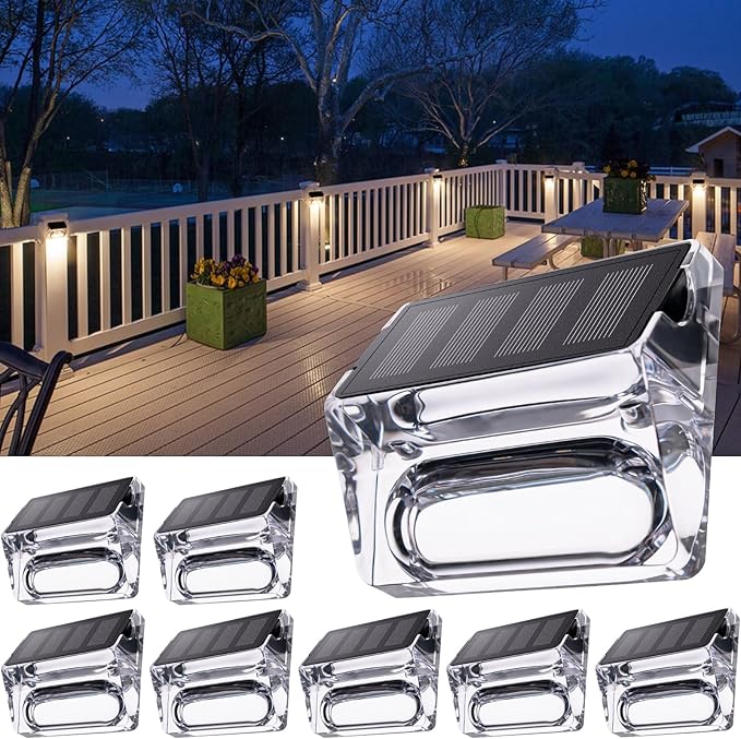 Solar Deck Lights 8 Pack + Solar Pathway Lights Outdoo 8 Pack