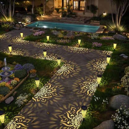 6 Pack Solar Lights Outdoor Garden Decorative Solar Garden Lights with Warm Light Waterproof Solar Pathway Landscape Lights for Path Patio Backyard Walkway Yard Lawn Decor (Black, 6Pcs)