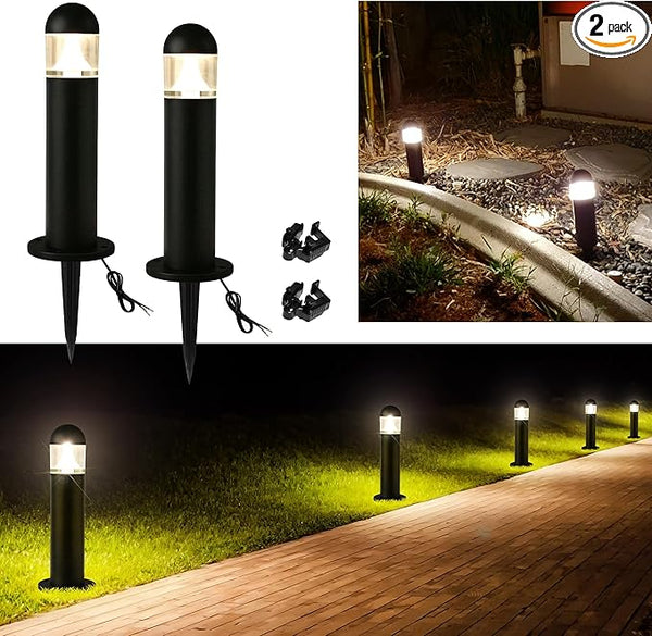 2 Pack Low Voltage Landscape Pathway Lights, 12V LED Bollard Light IP67 Waterproof, Outdoor Driveway Walkway Wired | Lumora