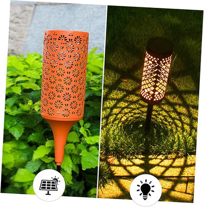 POPETPOP Solar Garden Flower Light Creative Iron Chrysanthemum Solar Pathway Lamp for Outdoor Garden Decoration Waterproof and Sturdy for Landscape Lighting