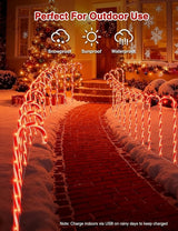 COOLWUFAN 24 Pack 28" Solar Candy Cane Path Lights Christmas Decorations, 4 Brightness Levels 264 Bright LEDs | Lumora