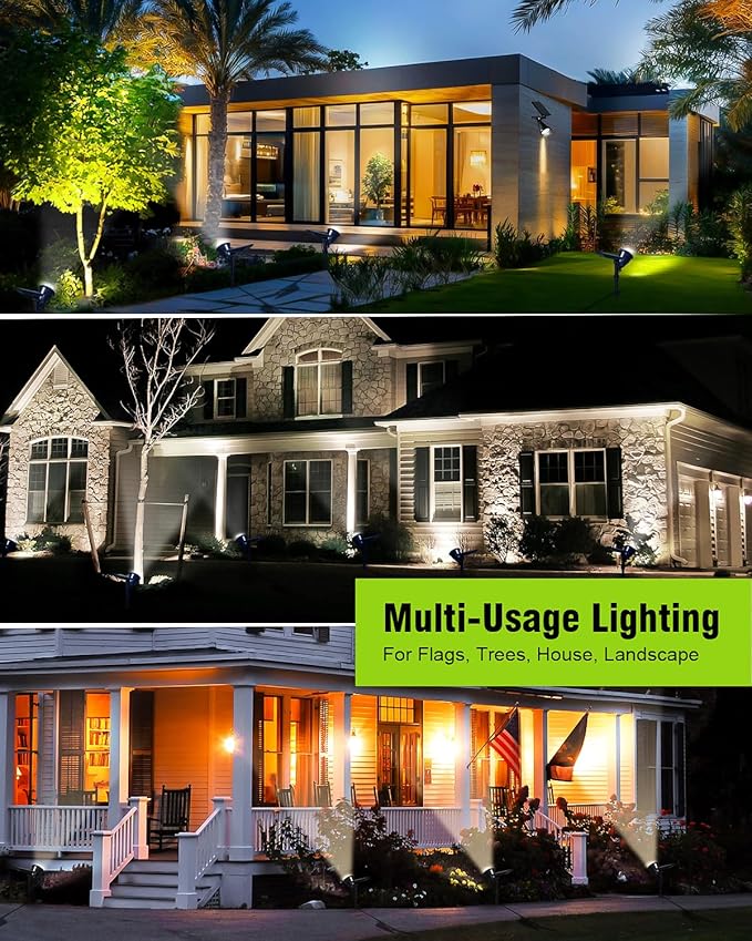 Solar Spotlights, 18 LED Solar Lights Outdoor Waterproof, 2 Mode Soft Warm White Landscape Lighting Auto On/Off | Lumora