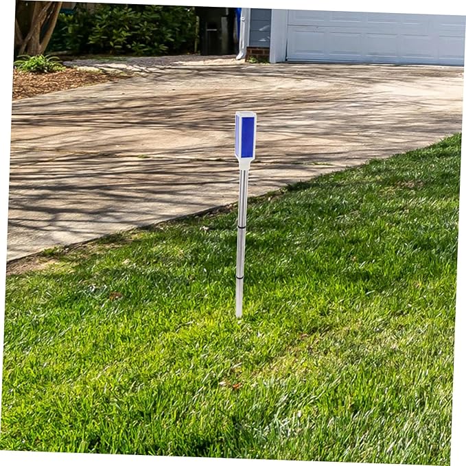 2pcs Solar Roadblock Light Solar Pathway Lights Landscape Lighting Driveway Marker Lights Traffic Stop Light Yard Markers LED Garden Lights Blue Stainless Steel