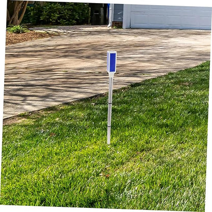 2pcs Solar Roadblock Light Solar Pathway Lights Landscape Lighting Driveway Marker Lights Traffic Stop Light Yard Markers LED Garden Lights Blue Stainless Steel