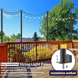 LETIANPAI 6 Pack String Light Poles,5 Ft Metal Poles with Fence Bracket for Outdoor String Lights,Outdoor Light | Lumora