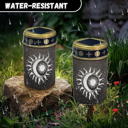 Outdoor Solar Garden Lights for Home Waterproof Pathway Lights Solar Lantern Landscape Lighting for Yard Patio Driveway Outdoor Stake Lights,Moon Star(Black)