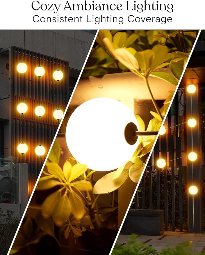 Brightech Orb Outdoor Indoor String Lights - Frosted Lantern LED String with 10 Weatherproof Globe Lights - Plug in Commercial Grade Light Strand for Patio, Porch, Garden, Café - 30 Ft, Black