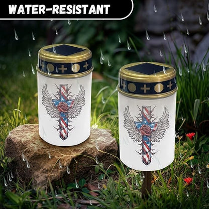 Cross Wing Solar Garden Light Solar Light Outdoor Landscape Path Light Solar Path Light for Yard Lawn Home Night Light Cemetery Solar Light Waterproof Solar Light