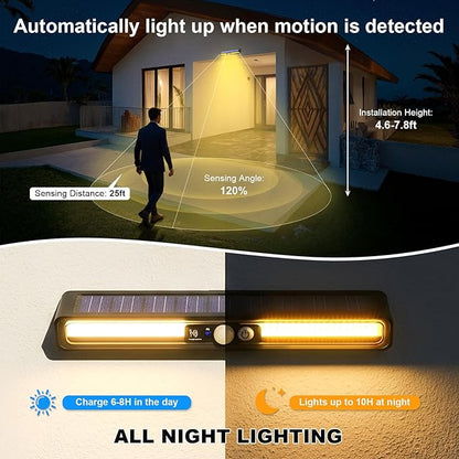 Solar Outdoor Lights with Motion Sensor, 36 LED Waterproof Solar Powered Clamp Lights for Garden, Patio, Pathway, Fence, Yard - 3 Lighting Modes (Warm Light)