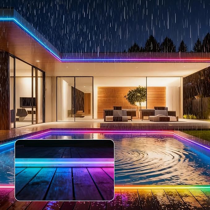 40ft COB RGB+IC LED Strip Lights, IP67 Bright Dream Color COB LED Light Strip with RF Remote App Control Music Sync | Lumora
