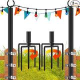 LAND·VOI 2 Pack String Light Poles, 9FT Heavy Duty Metal Light Poles for Outside String Lights, Outdoor Light Poles | Lumora