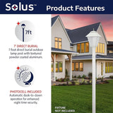 Solus 7-Foot Direct Burial Lamp Post – Aluminum Outdoor Light Pole with Dusk-to-Dawn Sensor – Fits 3" Fixtures – | Lumora