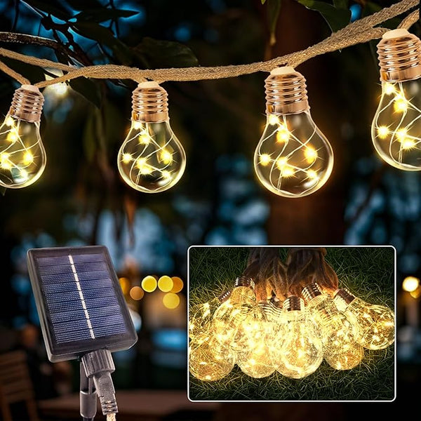 Solar Outdoor Garden Twine String Lights,LED Patio Lights with Solar/USB Dual Power Supply Design, With 20 | Lumora