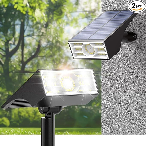 Solar Spot Lights Outdoor, 2 Pack Outdoor Solar Lights for Yard Waterproof, 4 Lighting Modes Solar Landscape | Lumora
