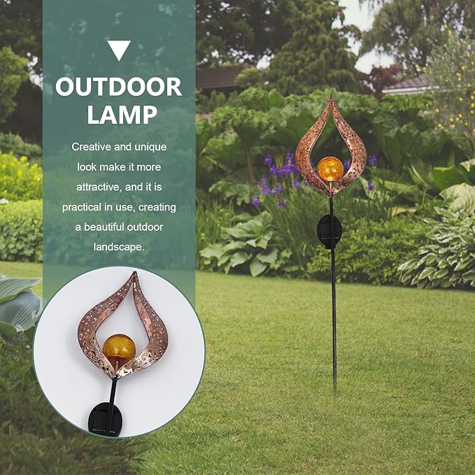 Solar LED Flame Torch Light for Garden Lawn Outdoor Waterproof Decorative Solar Pathway Lamp with Hollow Design