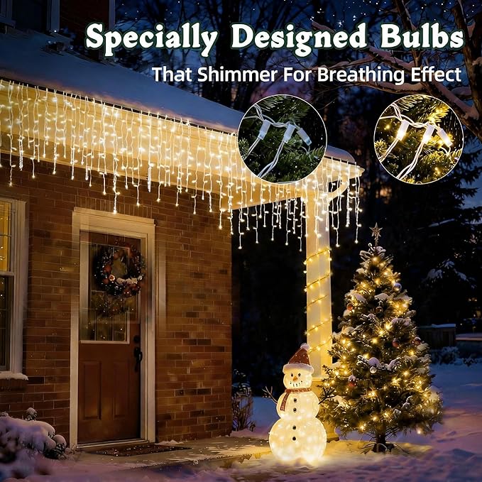 7ft Icicle Lights, 70 LED Warm White Twinkle String Light, Commercial Grade IP68 Waterproof, Soft Glow Mini LED Icicle Lights for Christmas Party, Eaves, Roofs, Xmas Holiday Indoor Outdoor Decoration