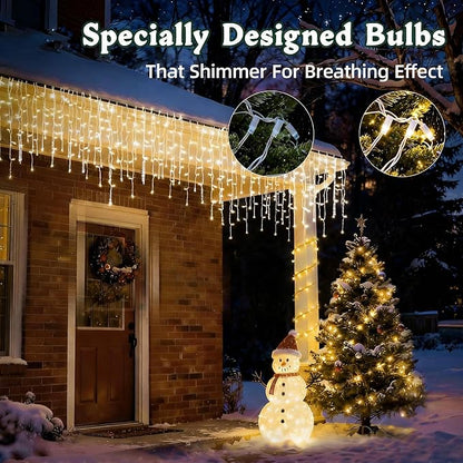 7ft Icicle Lights, 70 LED Warm White Twinkle String Light, Commercial Grade IP68 Waterproof, Soft Glow Mini LED Icicle Lights for Christmas Party, Eaves, Roofs, Xmas Holiday Indoor Outdoor Decoration
