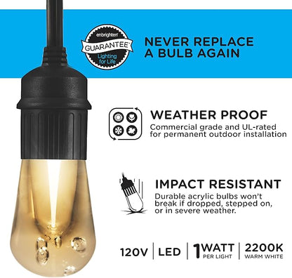 Enbrighten Seasons Vintage LED Café String Lights, 48ft, 24 Acrylic Bulbs, Color Changing, Indoor/Outdoor + UltraPro WiFi Plug, 2-Outlet Grounded