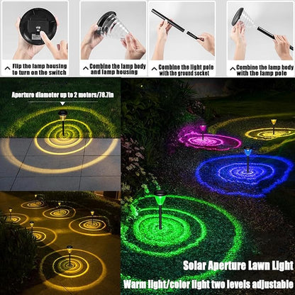 Solar Pathway Lights Outdoor,Color Changing+Warm Lights LED,Home Outdoor Waterproof Villa Garden Landscape Decoration Outdoor Garden Lights,Auto On/Off,Ultra Bright,Black,2pcs