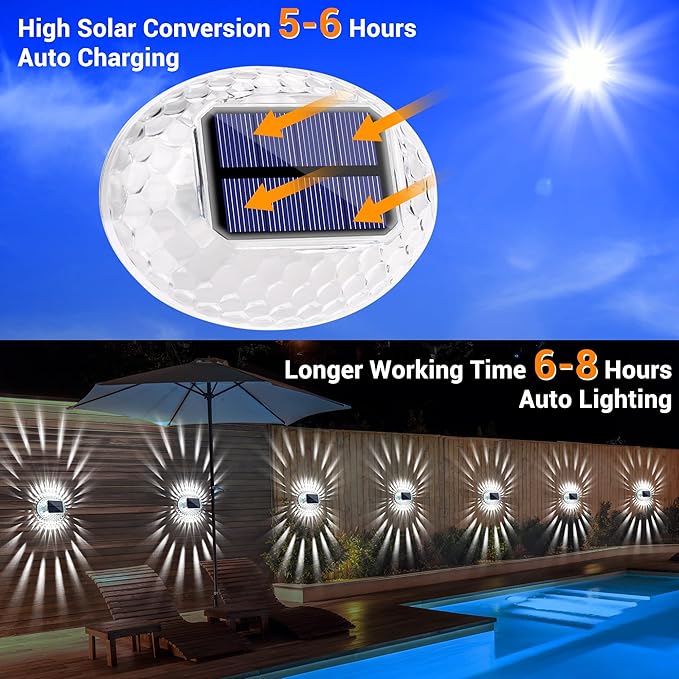 LYHOPE Solar Fence Lights Outdoor, IP65 Waterproof Solar Light for Outside, 6 Pack Deck Light for Backyard Railing | Lumora
