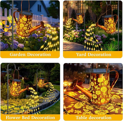 Solar Watering Can Lights, Sunflower Gifts for Women Mom Grandma Birthday, Large Hanging Solar Lantern Waterproof Outdoor Garden Decorations for Yard Porch Landscape Patio Pathway