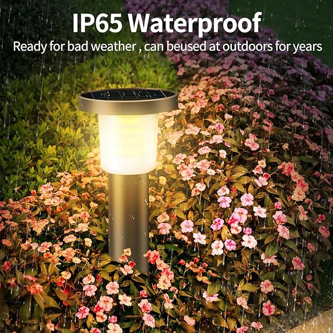 Solar Pathway Lights Outdoor 2 Pack, IP65 Waterproof Solar Powered Outdoor Lighting with 3-Color Remote Control, Auto On/Off Landscape Lights for Yard, Garden, Driveway, Patio, Walkway