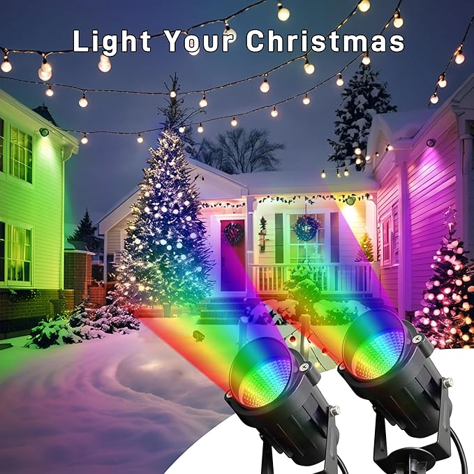 12W RGBW Color Changing Landscape Spotlights, 110V Plug-in Outdoor LED Spot Lights with Remote Control, IP65 | Lumora