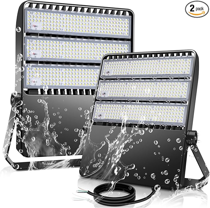 360W LED Outdoor Flood Lights Fixture Ultra-Brightness 50800 Lumen 5000K Daylight Stadium Floodlights Commercial IP65 Field Arena Light with Adjustable Trunnion Bracket 2 Pack