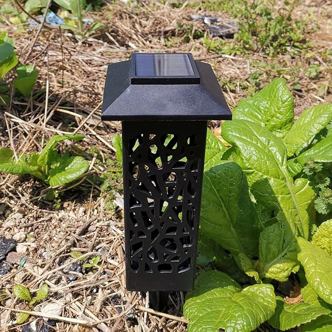6pcs Hollow Out Solar Lawn Lights White Light Waterproof Garden Path Landscape Ground Plug Outdoor Stake Lighting